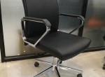 Black leather metal silver swivel staff task office chair