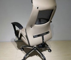High back recliner fabric office chairs with lumbar back in beige color