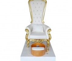 Royal white queen foot nail pedicure chair spa with bowl for beauty salon furniture