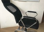 Black recliner metal office chair fixed armrest mesh task chair
