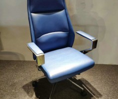 blue leather office chair leather task chair with metal fixed armrest