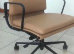 Eames brown leather office chair cream low back executive chairs with all black metal frame