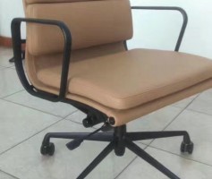 Eames brown leather office chair cream low back executive chairs with all black metal frame