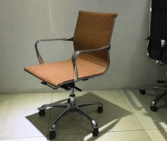 Eames tan color mid back leather office chair leather rolling chair