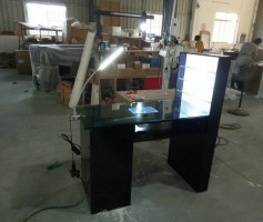 Black nail bar workstation manicure table technicians salon equipment LED