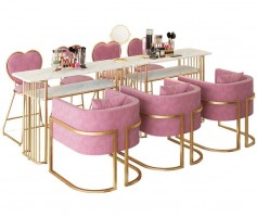 Factory Custom Nail bar furniture manicure salon table station reception desk