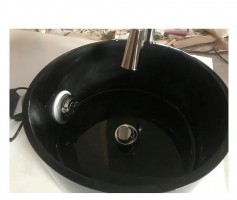Black round ceramic spa pedicure bowl whirlpool pedicure sink with faucet